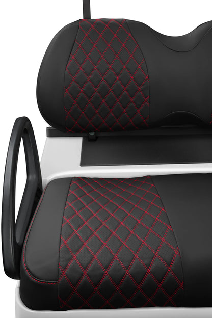Quilted Diamond Black and Red Diamond Stitching