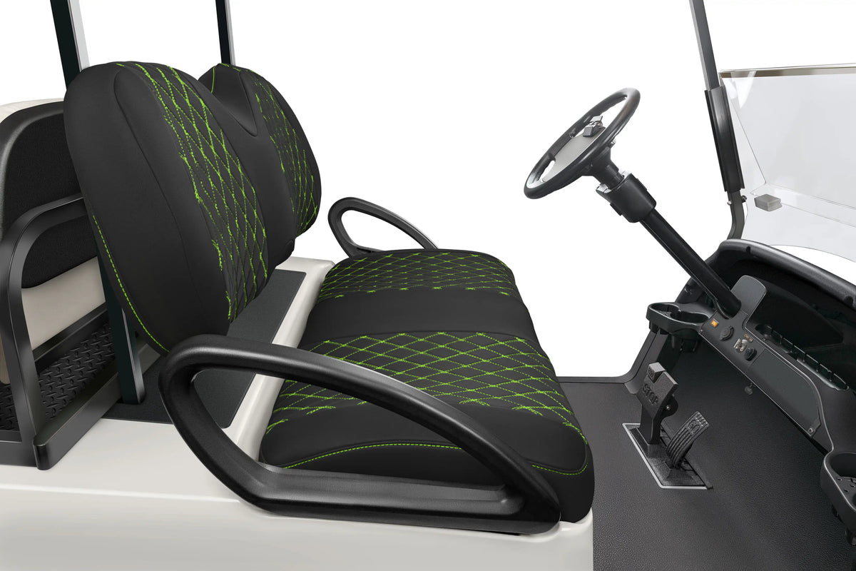 Quilted Diamond Black and Lime Green Diamond Stitching