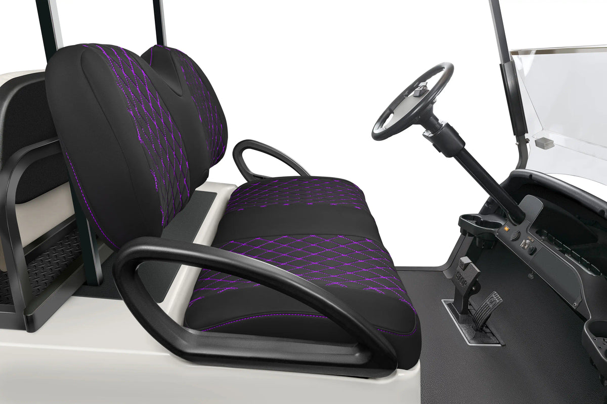 Quilted Diamond Black and Purple Diamond Stitching