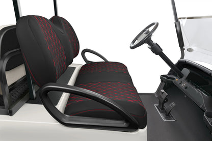 Quilted Diamond Black and Red Diamond Stitching