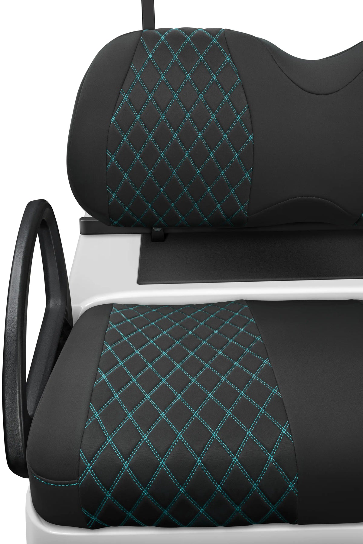 Quilted Diamond Black and Teal Diamond Stitching