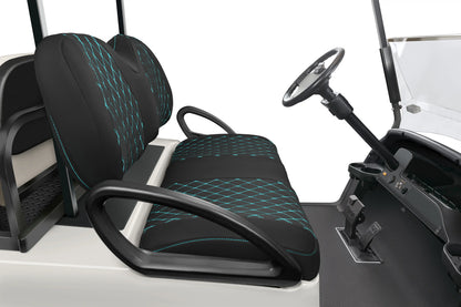 Quilted Diamond Black and Teal Diamond Stitching