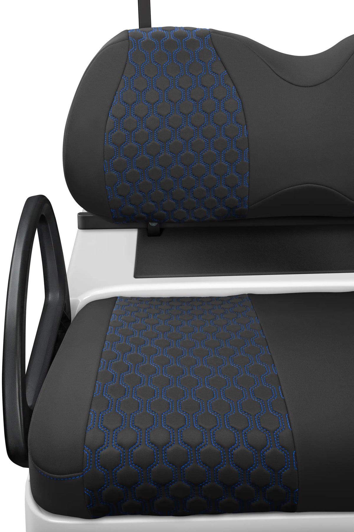 Quilted Hexagon Black and Blue Hexagon Stitching