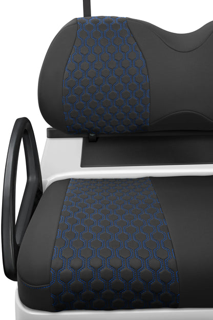 Quilted Hexagon Black and Blue Hexagon Stitching