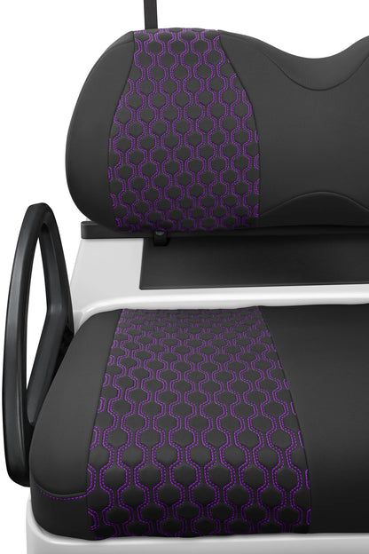 Quilted Hexagon Black and Purple Hexagon Stitching