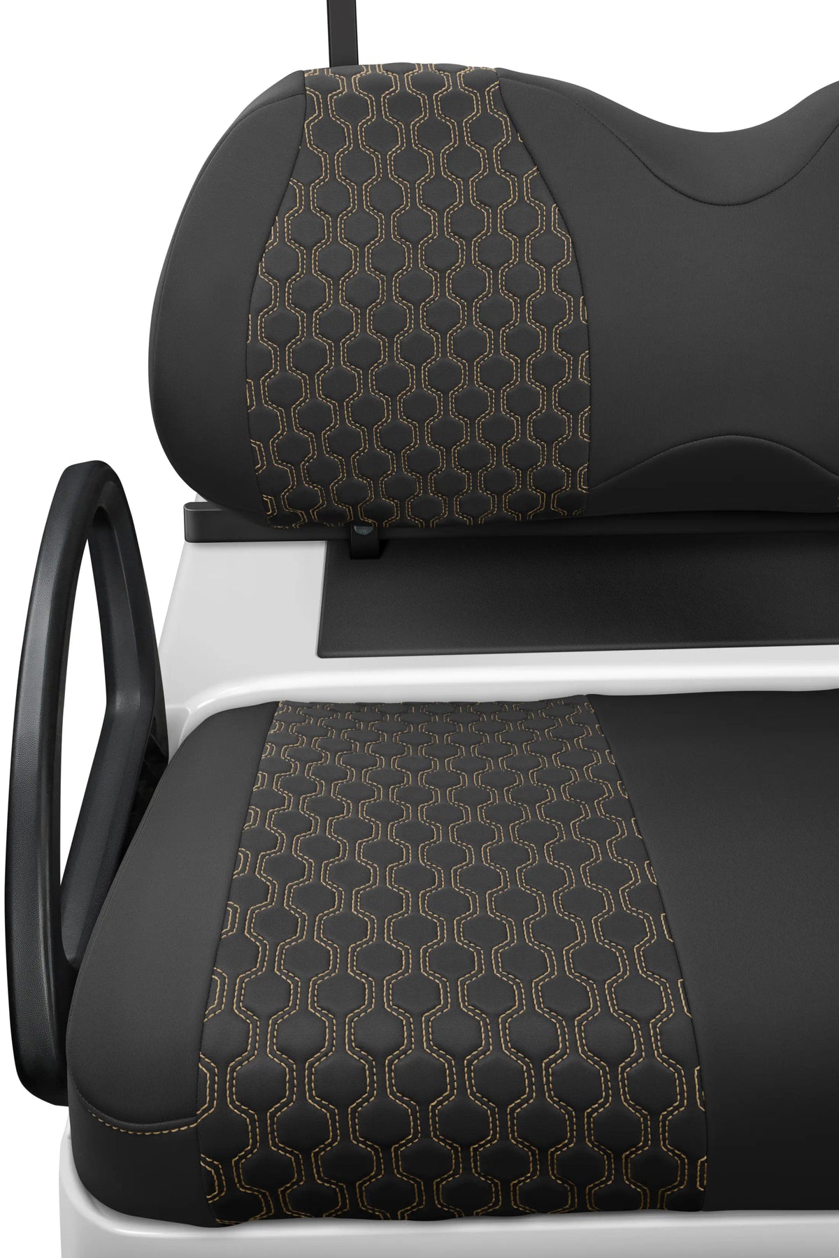 Quilted Hexagon Black and Tan Hexagon Stitching