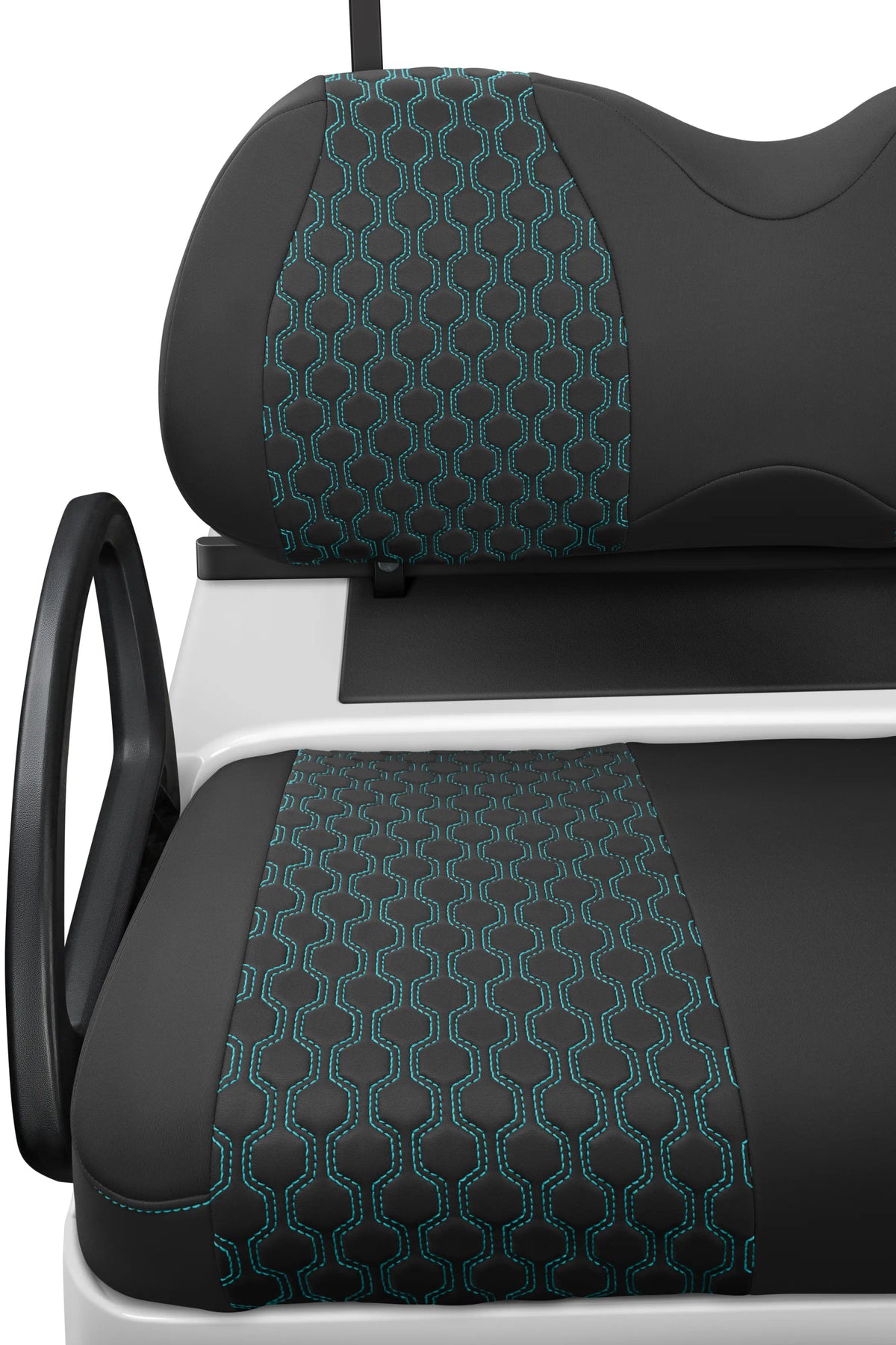 Quilted Hexagon Black and Teal Hexagon Stitching