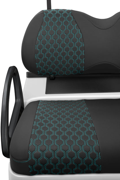 Quilted Hexagon Black and Teal Hexagon Stitching