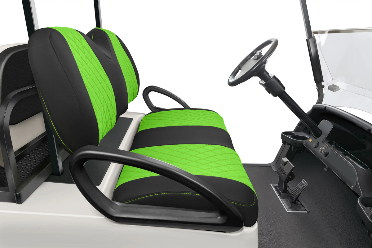 Quilted Diamond Black and Lime Green